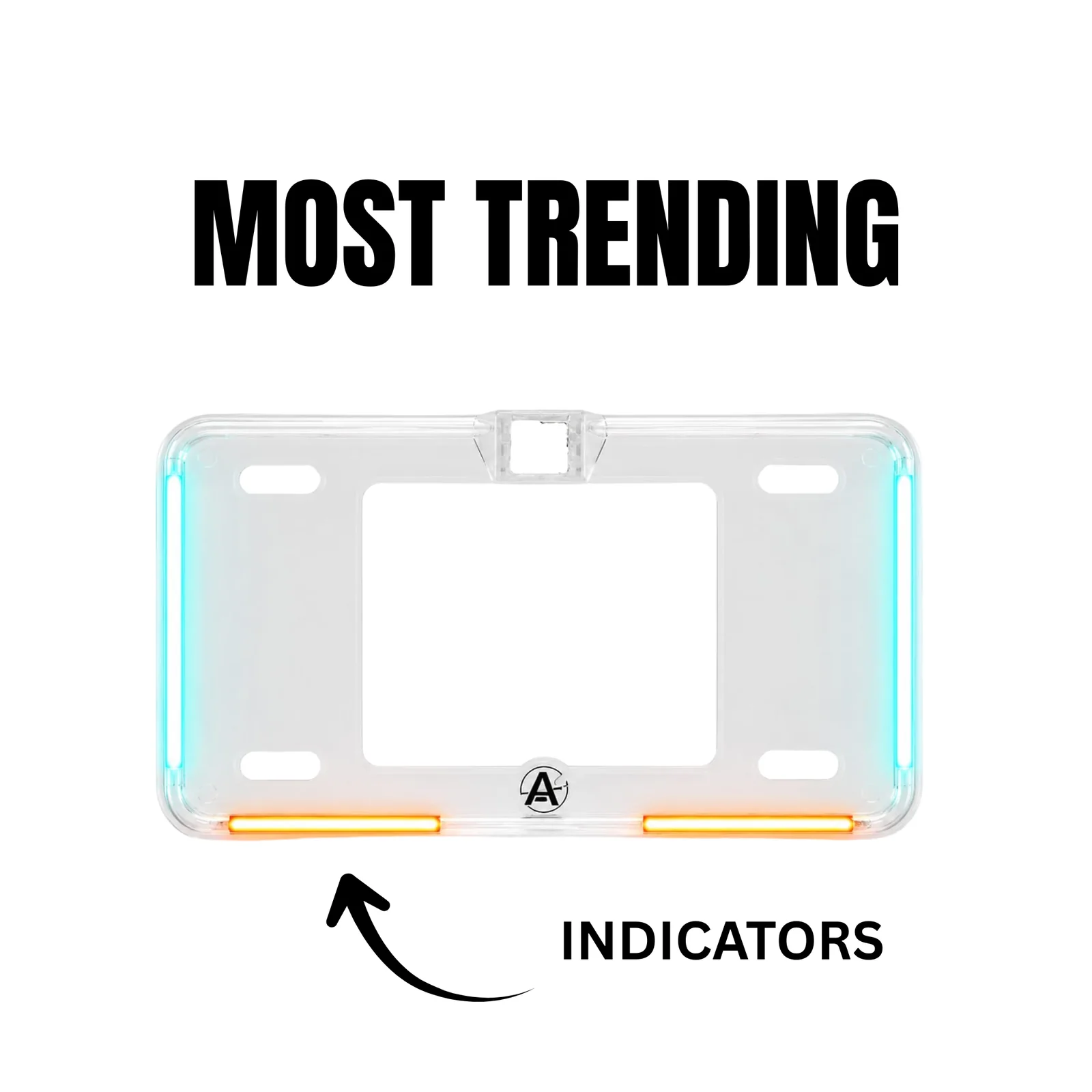 Universal Ice Blue & Orange TRP Neon LED Car Number Plate Frame with Camera Fitting Option  1pc view 2