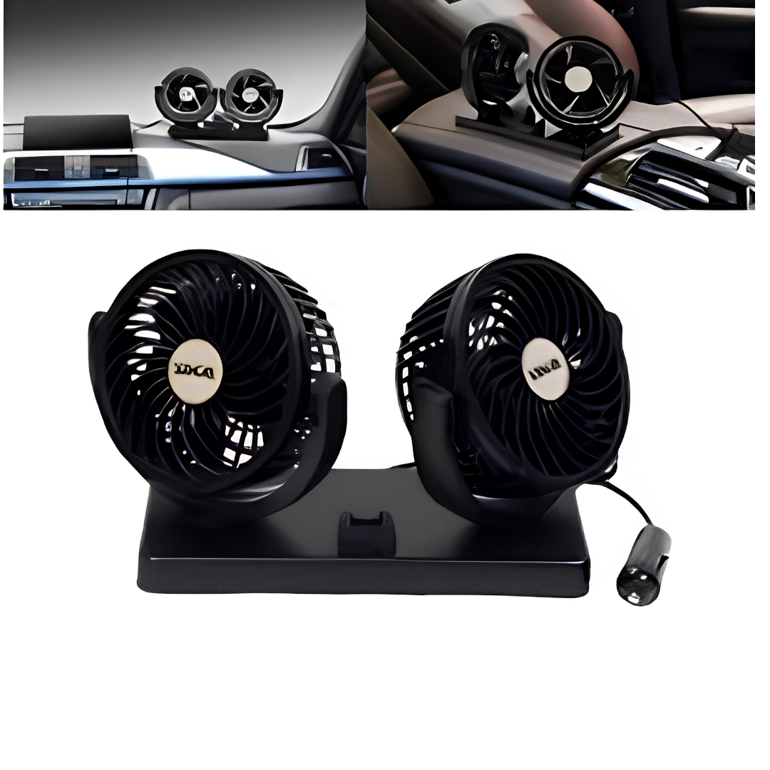 12V Car Air Fan – Dual Head Rotating Cooling Fan for Summer view 2