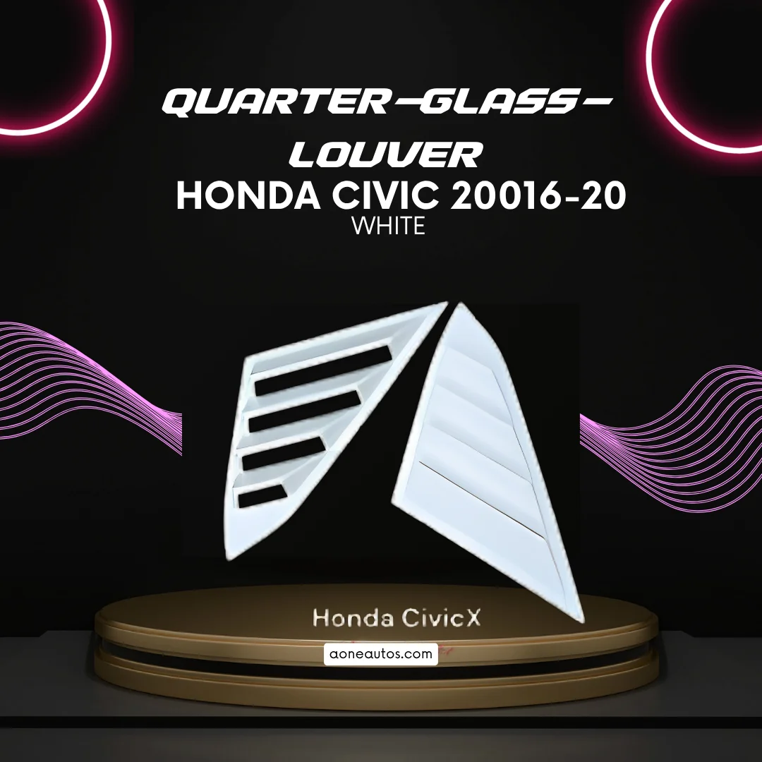 Honda Civic X 2016-20  | White Sporty Aggressive Quarter Glass Louver (Pair)