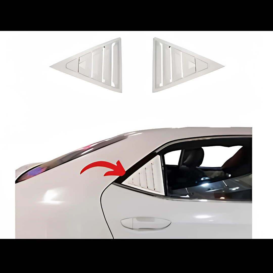 Toyota Corolla 2015-2024 White Spike Design Quarter Glass Louver (Pair) view 2