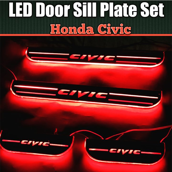 LED Door Sill Plate Set – Honda Civic Fine Quality