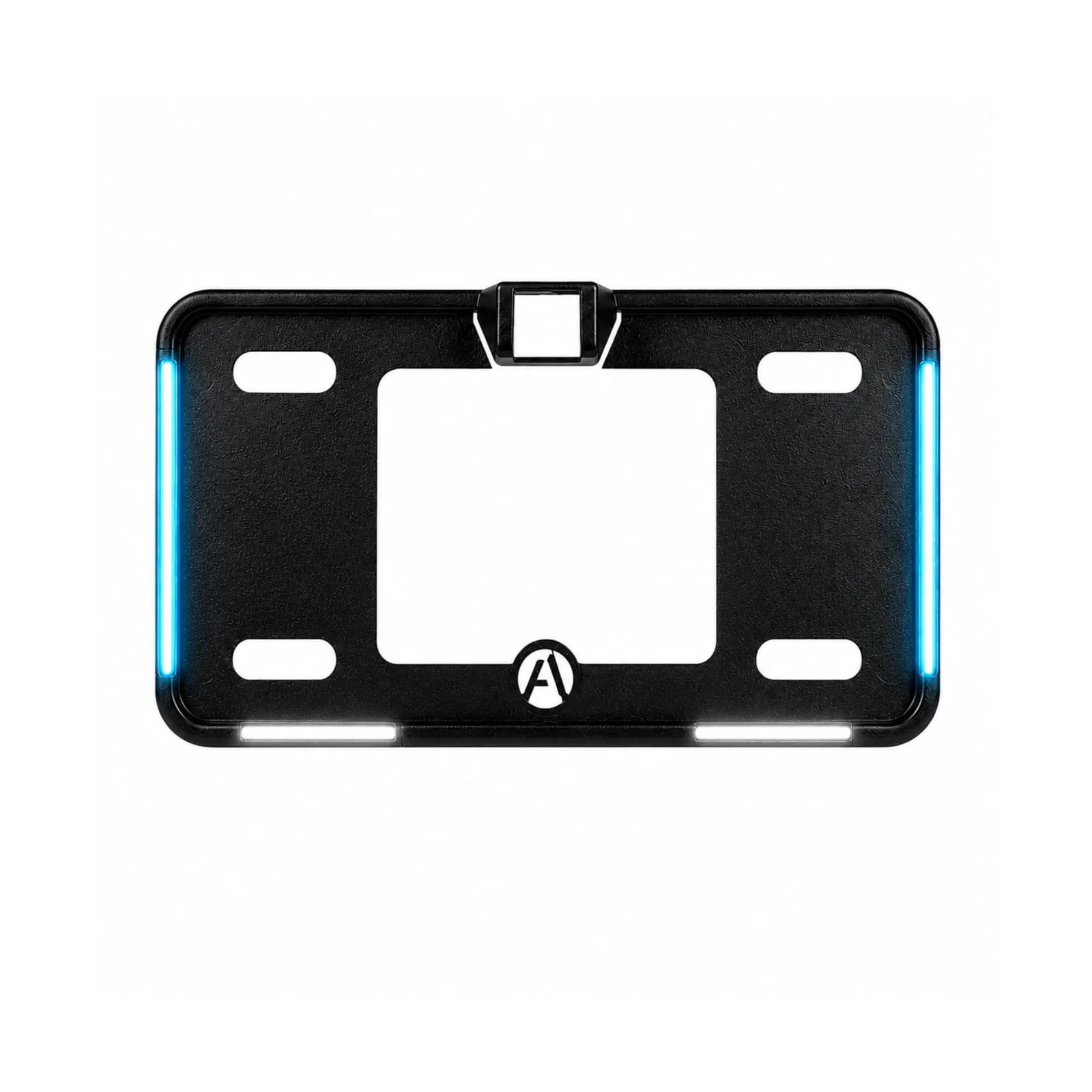 Universal Ice Blue & White BLK Frame Neon LED Car Number Plate Frame with Camera Fitting Option  1pc