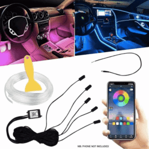 Car Ambience Light | Optic Fiber | App Controled | 5pcs Set