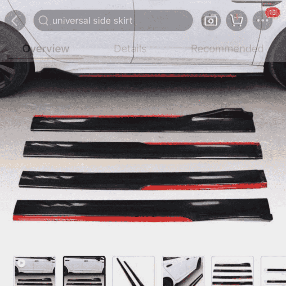 Universal Side Skirt Panels | Glossy Black | Sporty Strylish – 4pcs view 2
