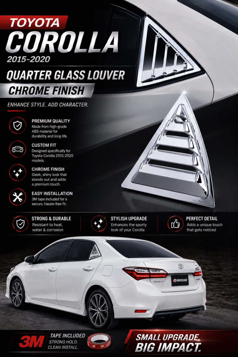 Toyota Corolla 2015-2024 Chrome Spike Design Quarter Glass Louver (Pair)