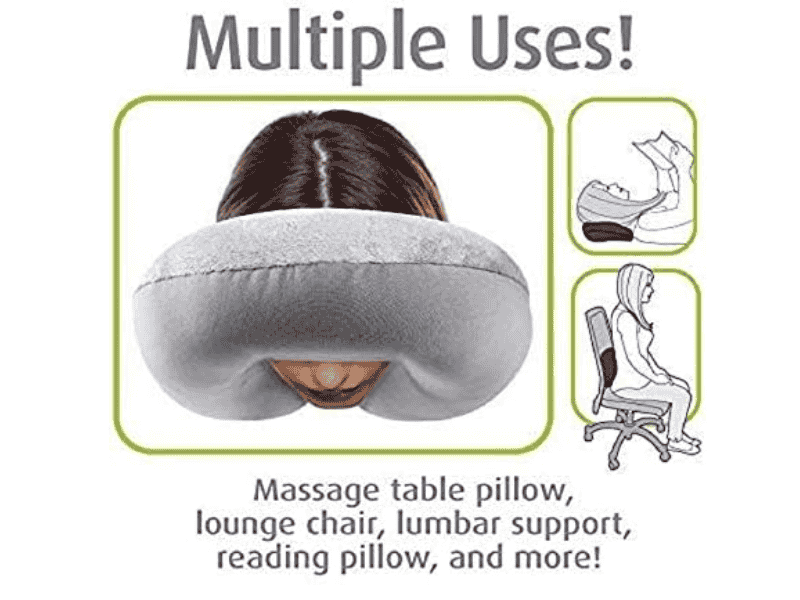 U Shape Neck Rest Pillow Cushion Soft Velvet Gray with Grip view 4