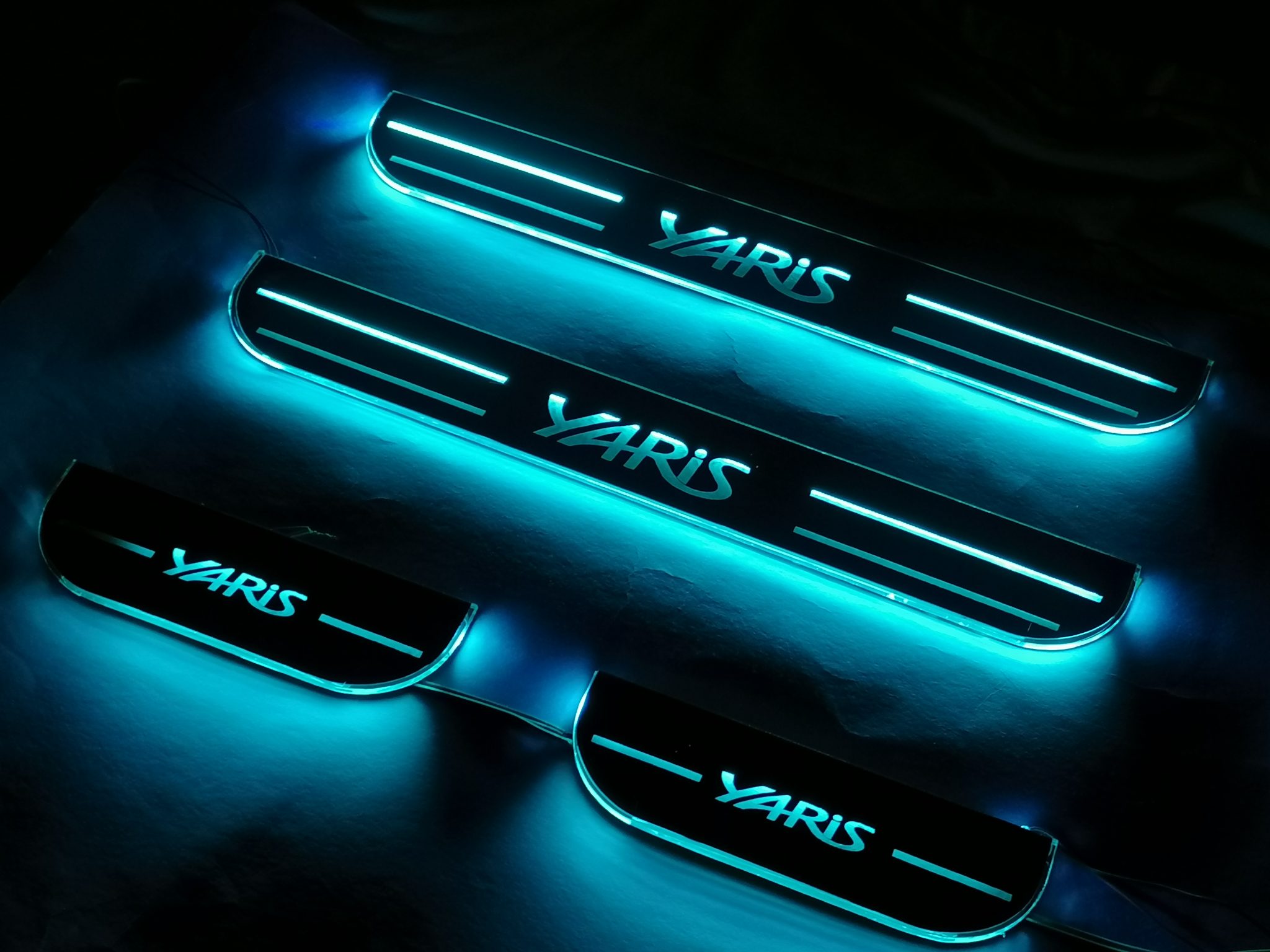 Toyota Yaris LED Door Sill Plate ICE Blue Color view 5