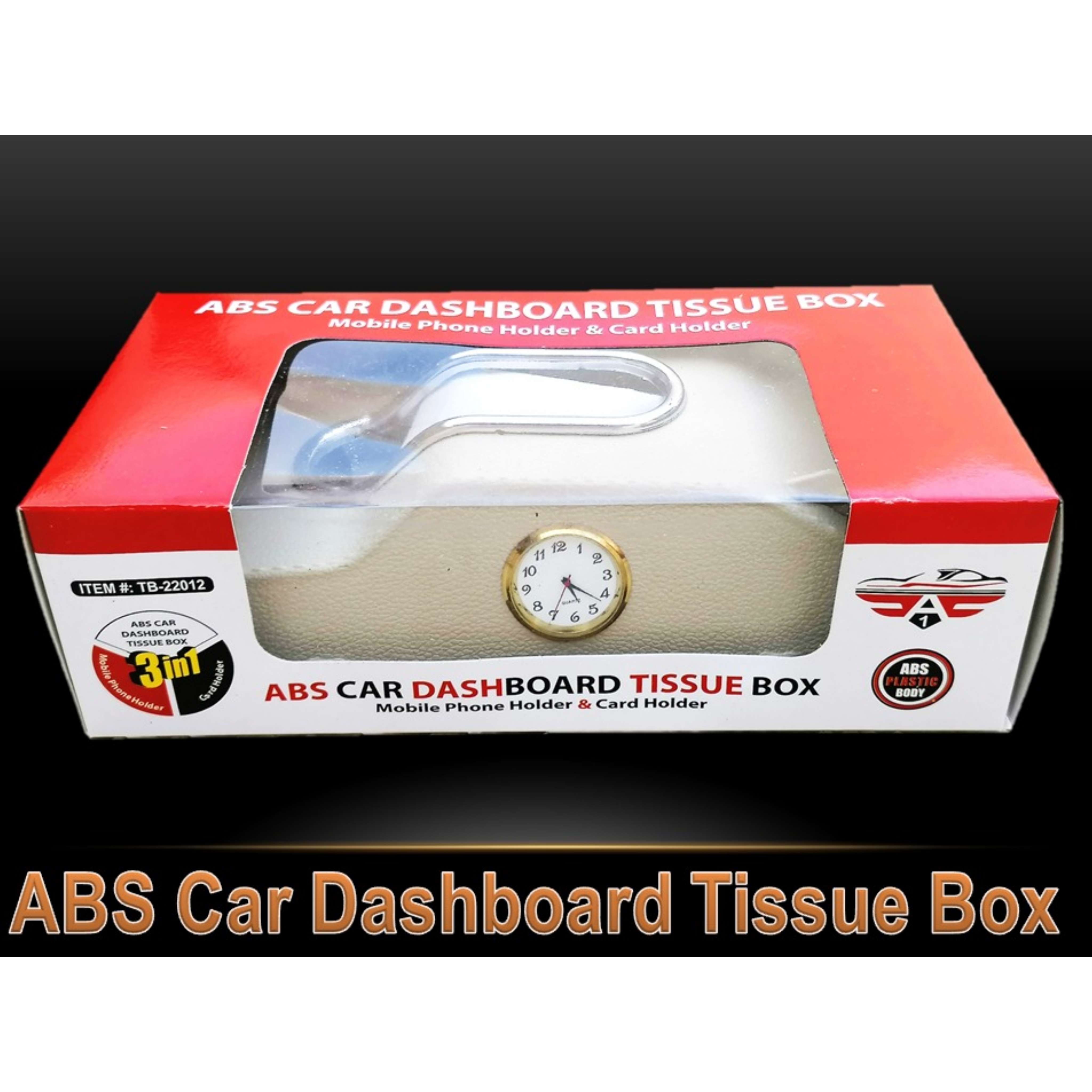ABS Dashboard Tissue Box with Clock and Mobile Holder, Card Holder view 4