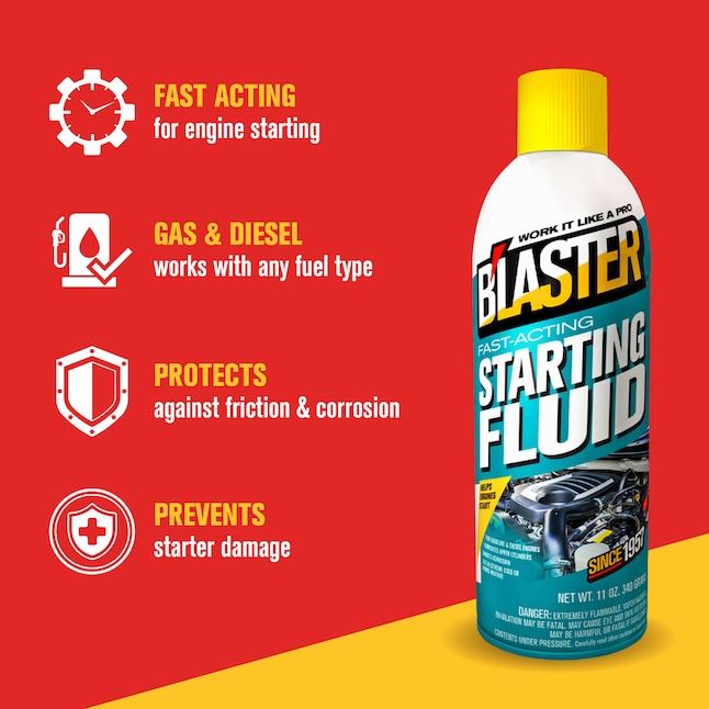 BLASTER Starting Fluid 11 oz (16-SF) – Fast Engine Start Spray for Petrol & Diesel