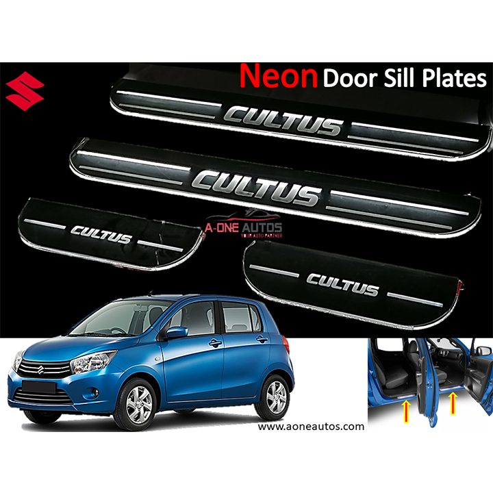 Suzuki Cultus Neon Door Sill Plate Set (Mirror Quality) Acrylic