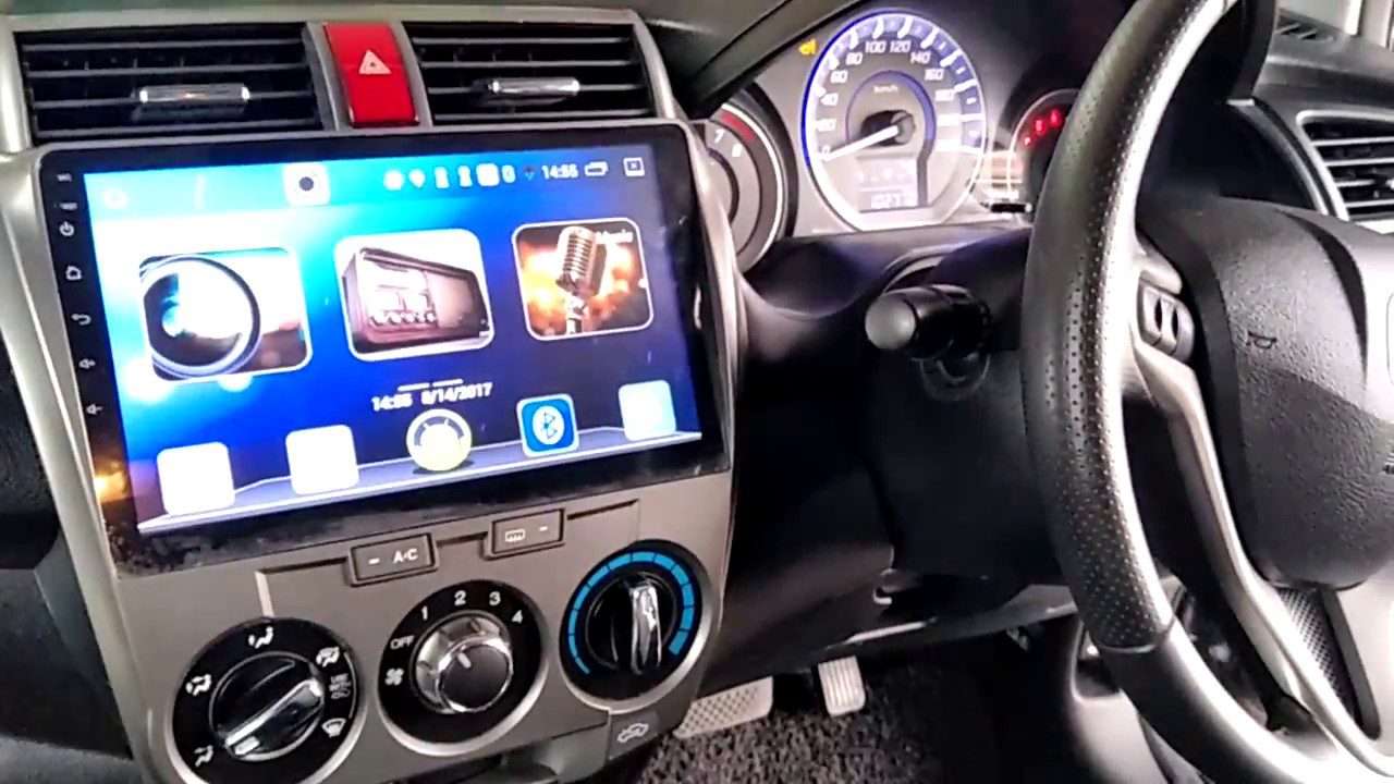 Honda City 2009-2021 Android Panel – Silver & Glossy Black Frame Touchscreen Multimedia view 2
