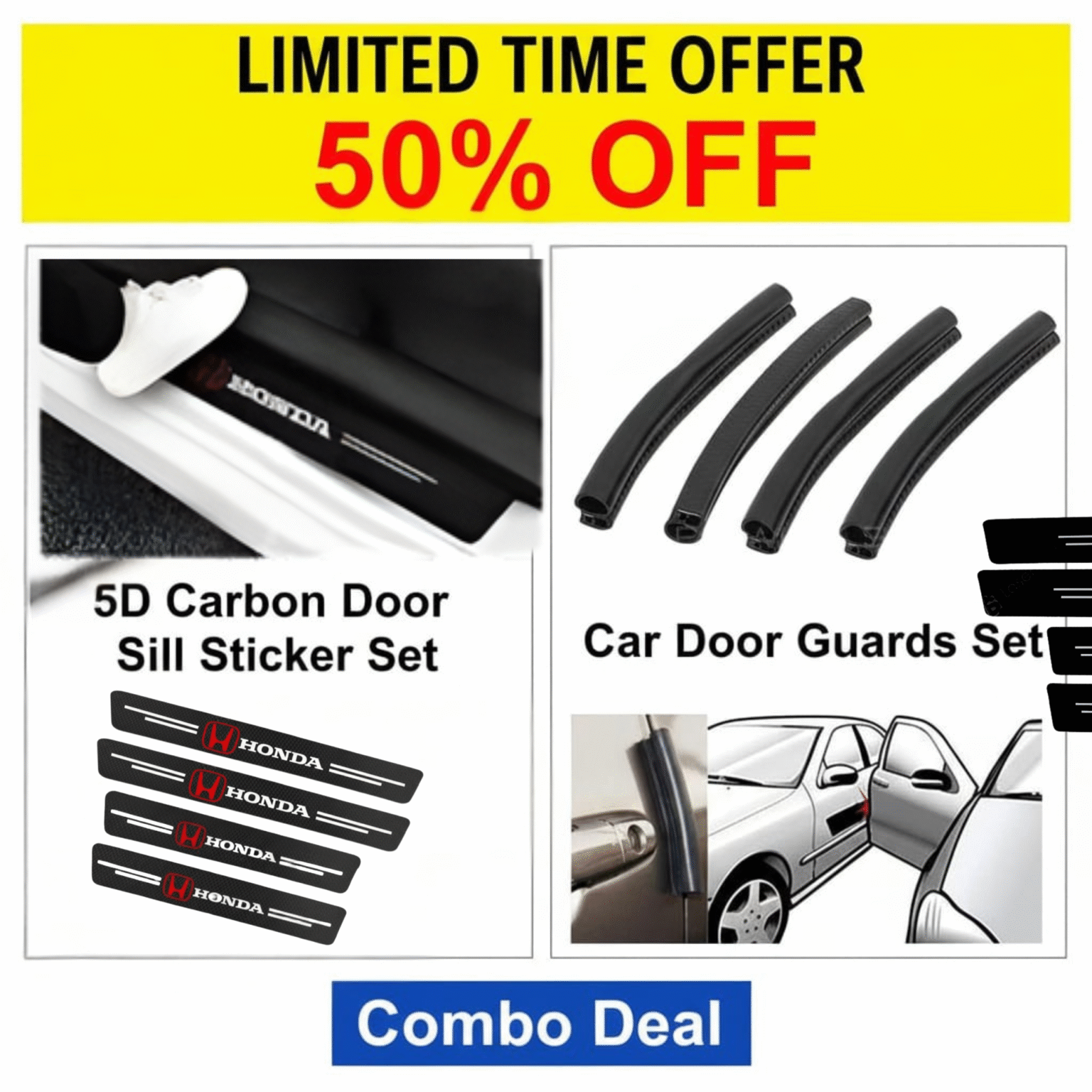 5D Carbon Fiber Door Sill Sticker for Honda with Door Guard Protection