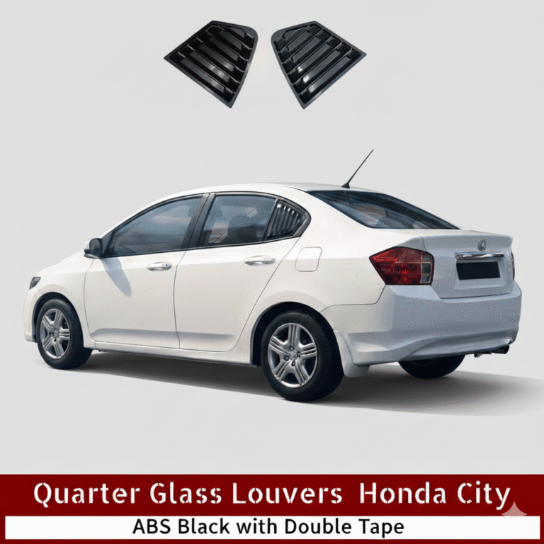 Honda City GM 2009-2021 Spike Design Quarter Glass Louver – Glossy Black view 3