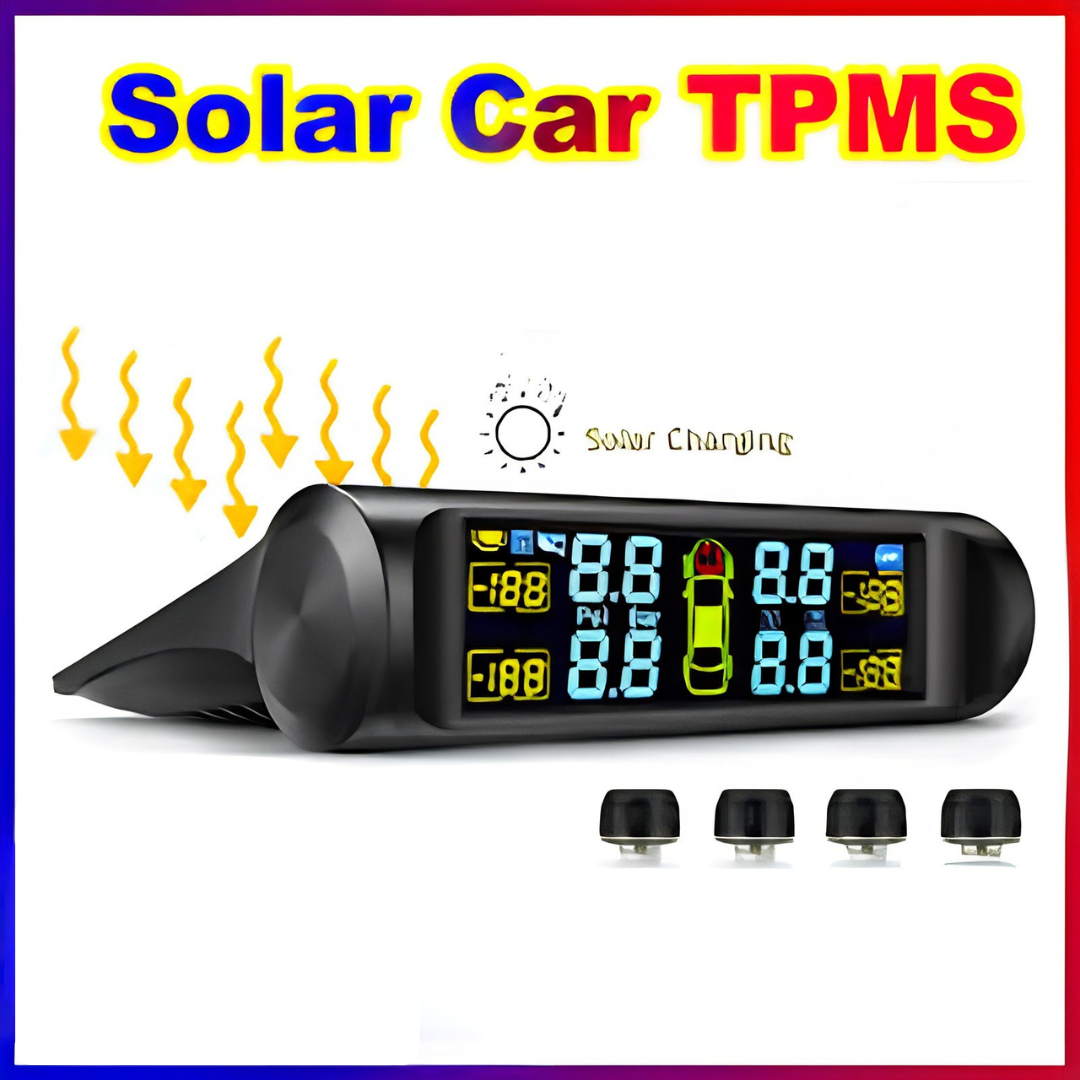 Wireless Car Tyre Pressure Monitor System – Solar Powered TPMS with 4 Sensors view 2