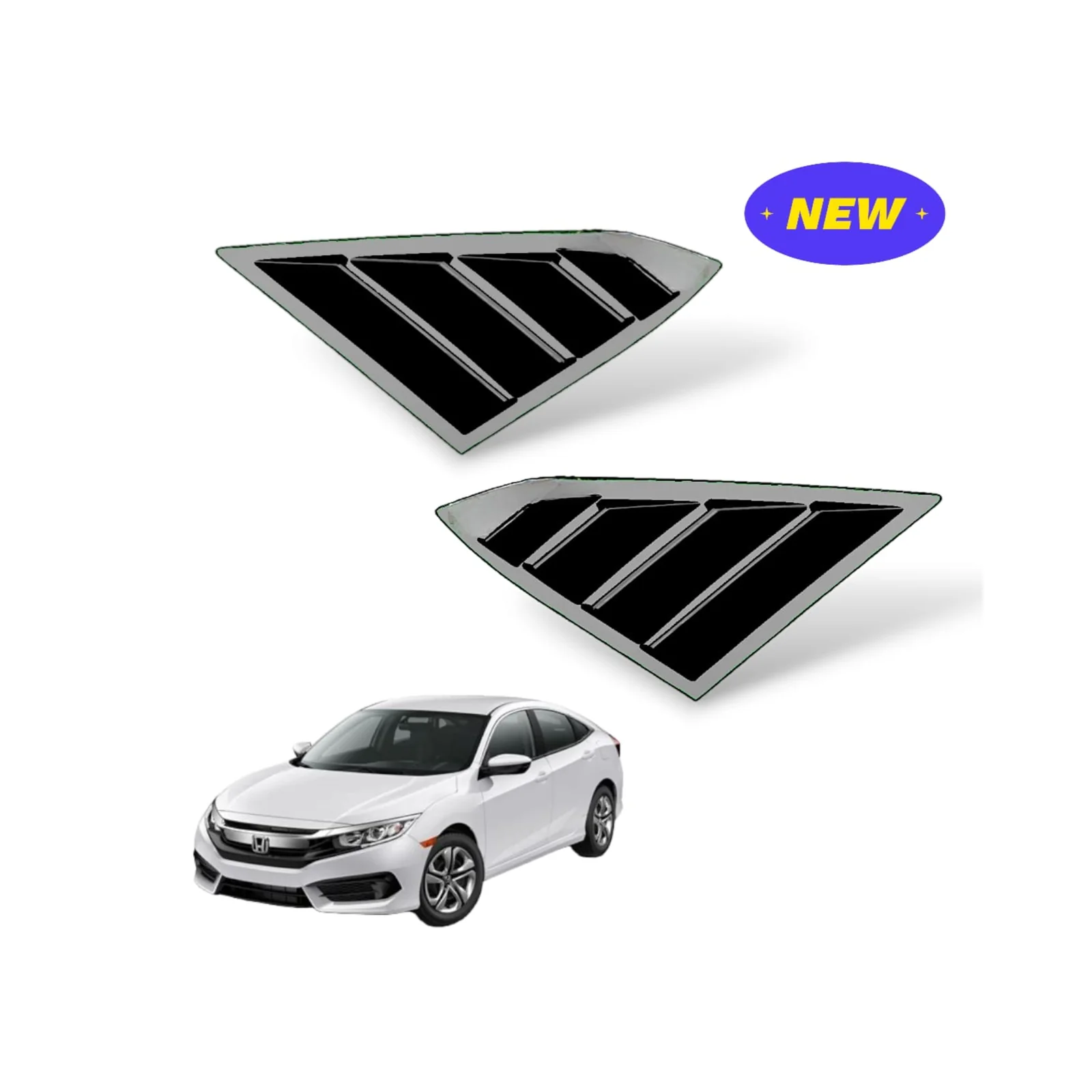 Honda Civic 2016-2021 Quarter Glass Louvers | ABS Rear Quarter Window Louvers
