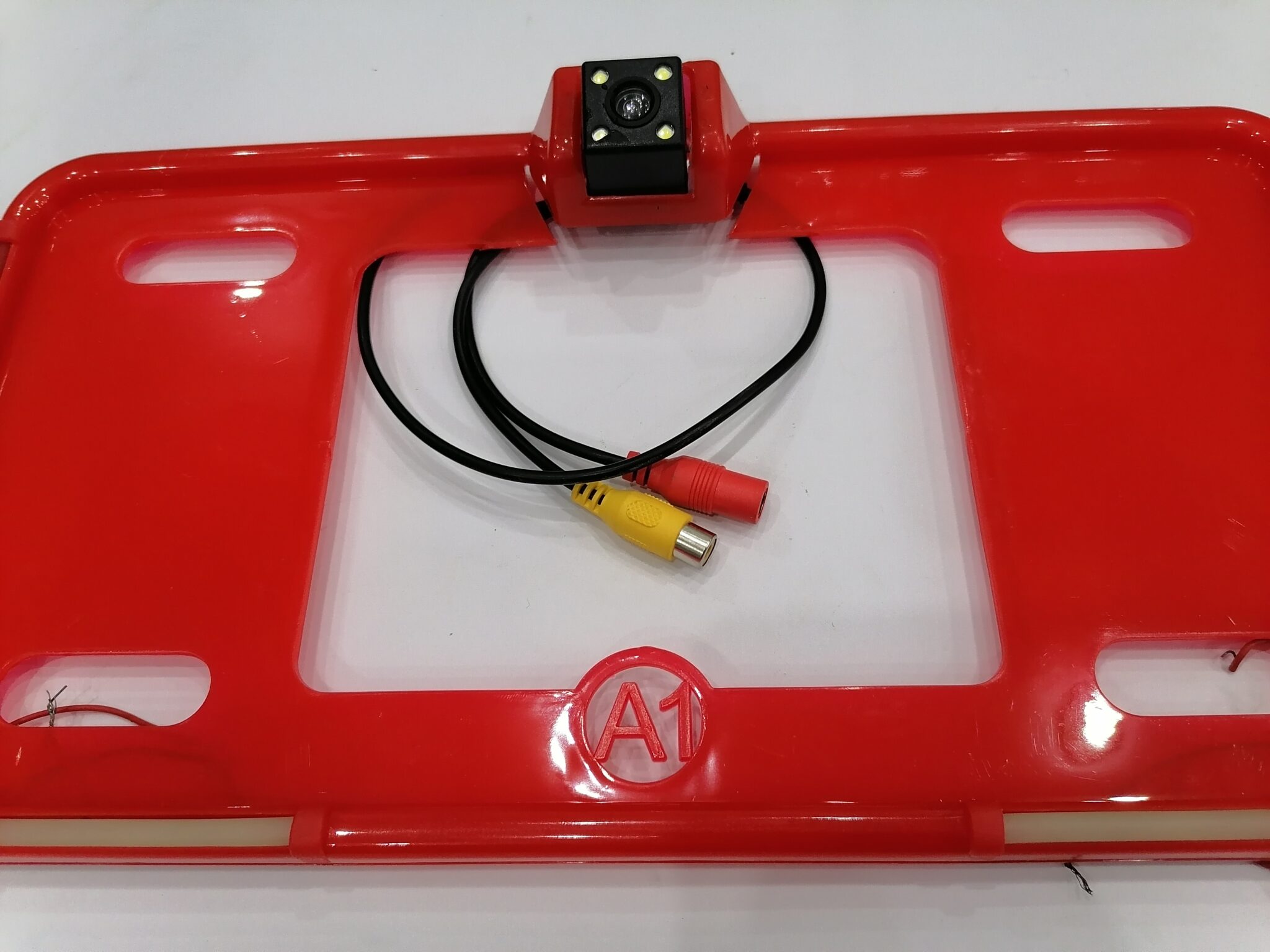 1pc Car Number Plate Frame with Neon Lights & HD Camera in Red Color view 2