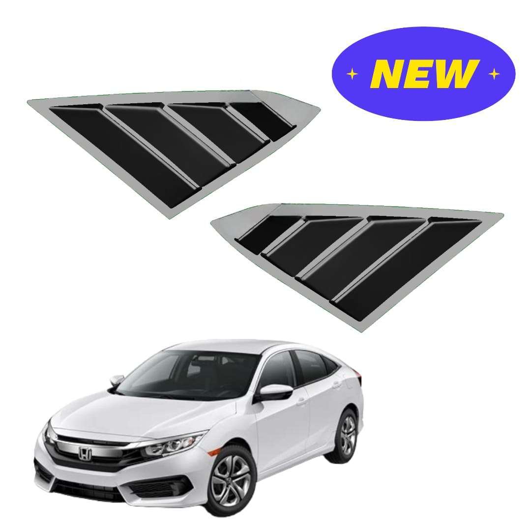 Honda Civic X 2018 Chrome  Aggressive Quarter Glass Louver Mustang Style