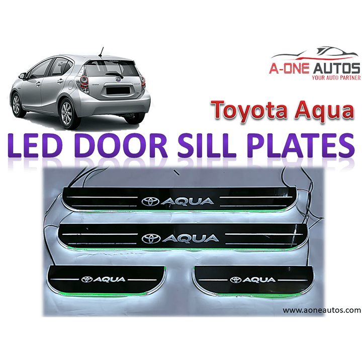 LED Door Scuff Plates Toyota Aqua with Neon Lights