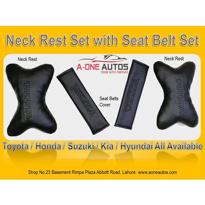 Car Neck Rest with Seat Belts Covers 4pcs Set