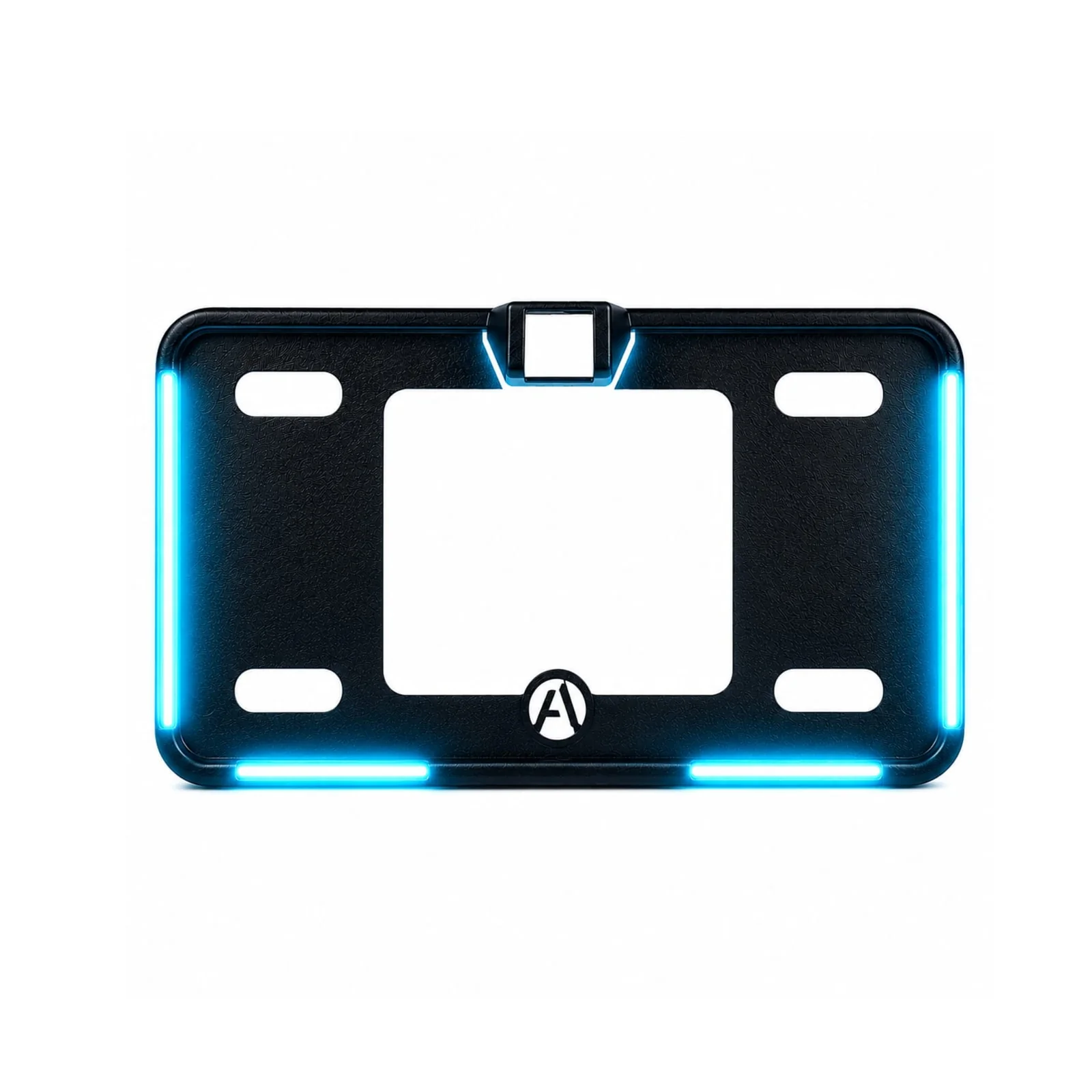 Universal Ice Blue Blk Frame Neon LED Car Number Plate Frame with Camera Fitting Option 1pc