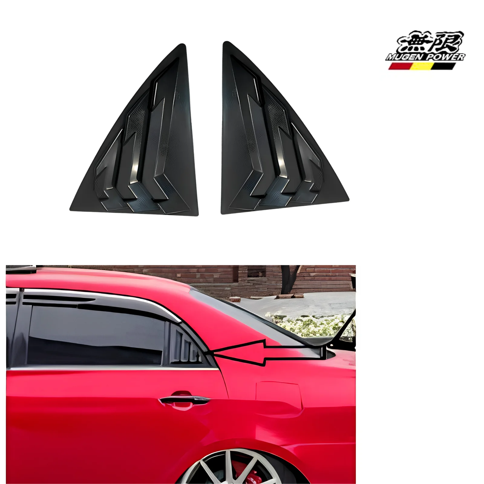 Toyota Corolla 2009-2014 Mugen Style Quarter Glass Louvers | ABS Rear Quarter Window Louvers