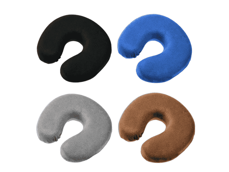 U Shape Neck Rest Pillow Cushion Soft Velvet Gray with Grip view 5