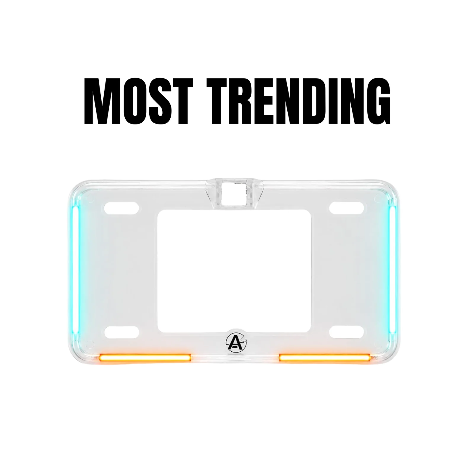 Universal Ice Blue & Orange TRP Neon LED Car Number Plate Frame with Camera Fitting Option  1pc