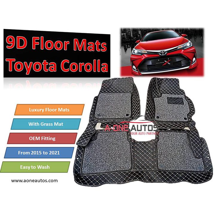 9D Grass Mat Set Toyota Corolla 2015 to 2021
