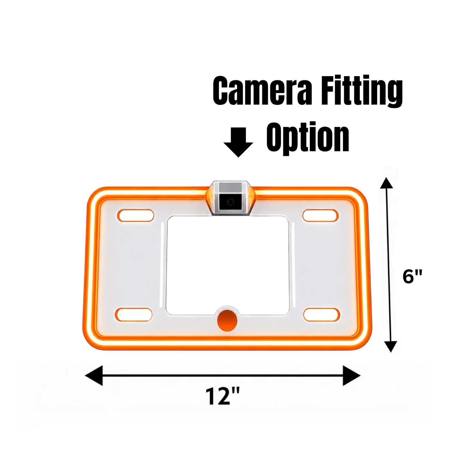 Universal Orange TRP Neon LED Car Number Plate Frame with Camera Fitting Option 1pc view 2
