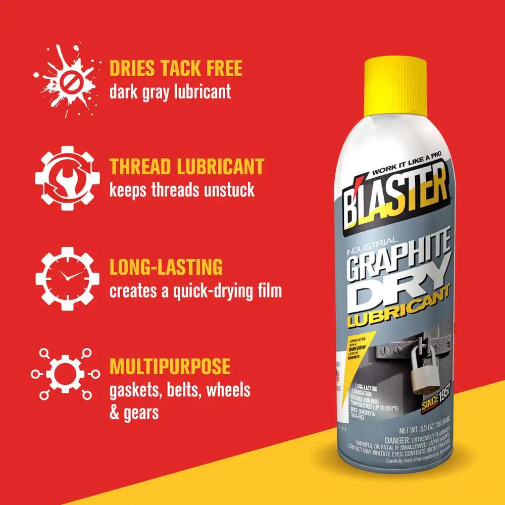 BLASTER Graphite Dry Lube 5.5 oz – Long-Lasting Dry Lubrication for Locks & Mechanisms