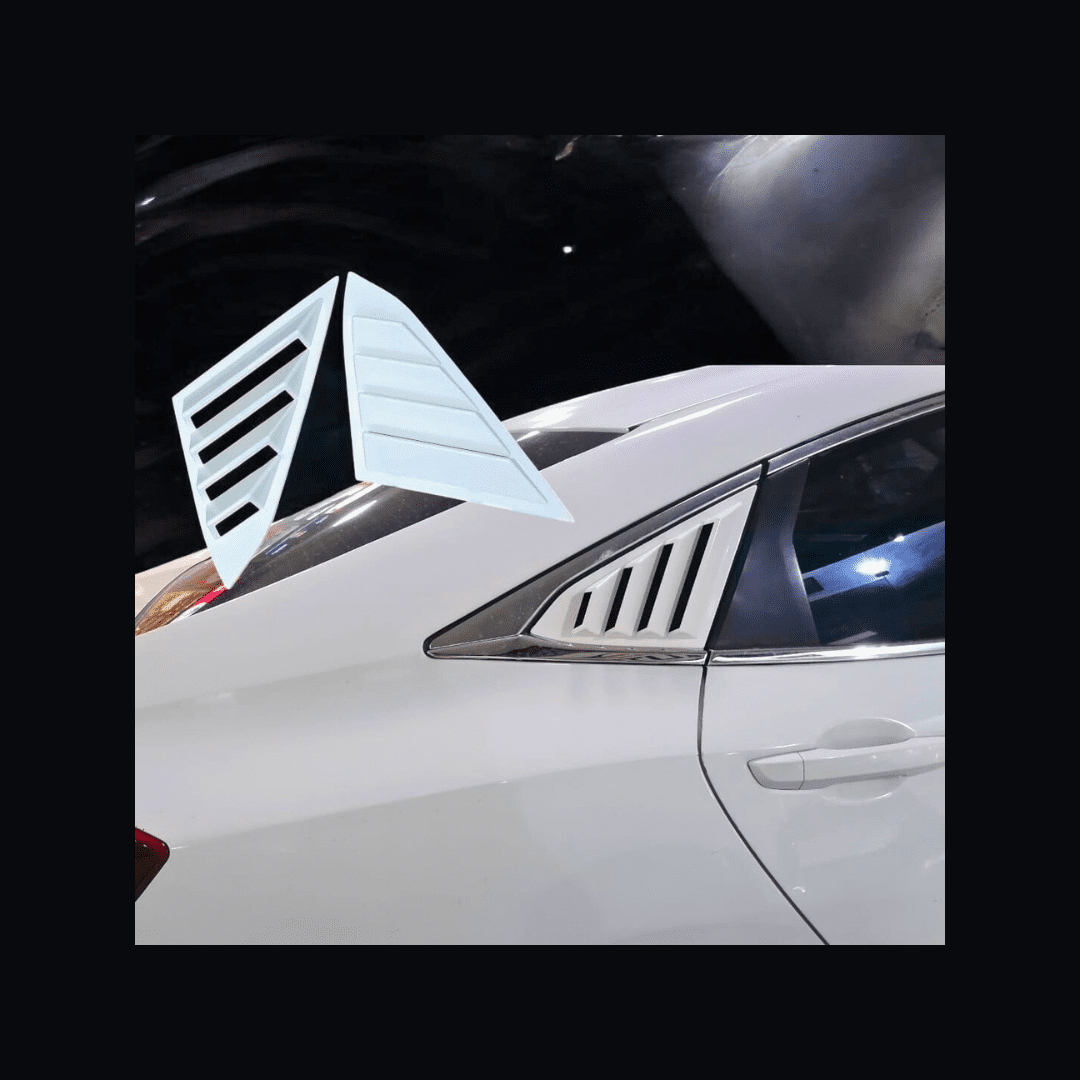 Honda Civic X 2016-20  | White Sporty Aggressive Quarter Glass Louver (Pair) view 3