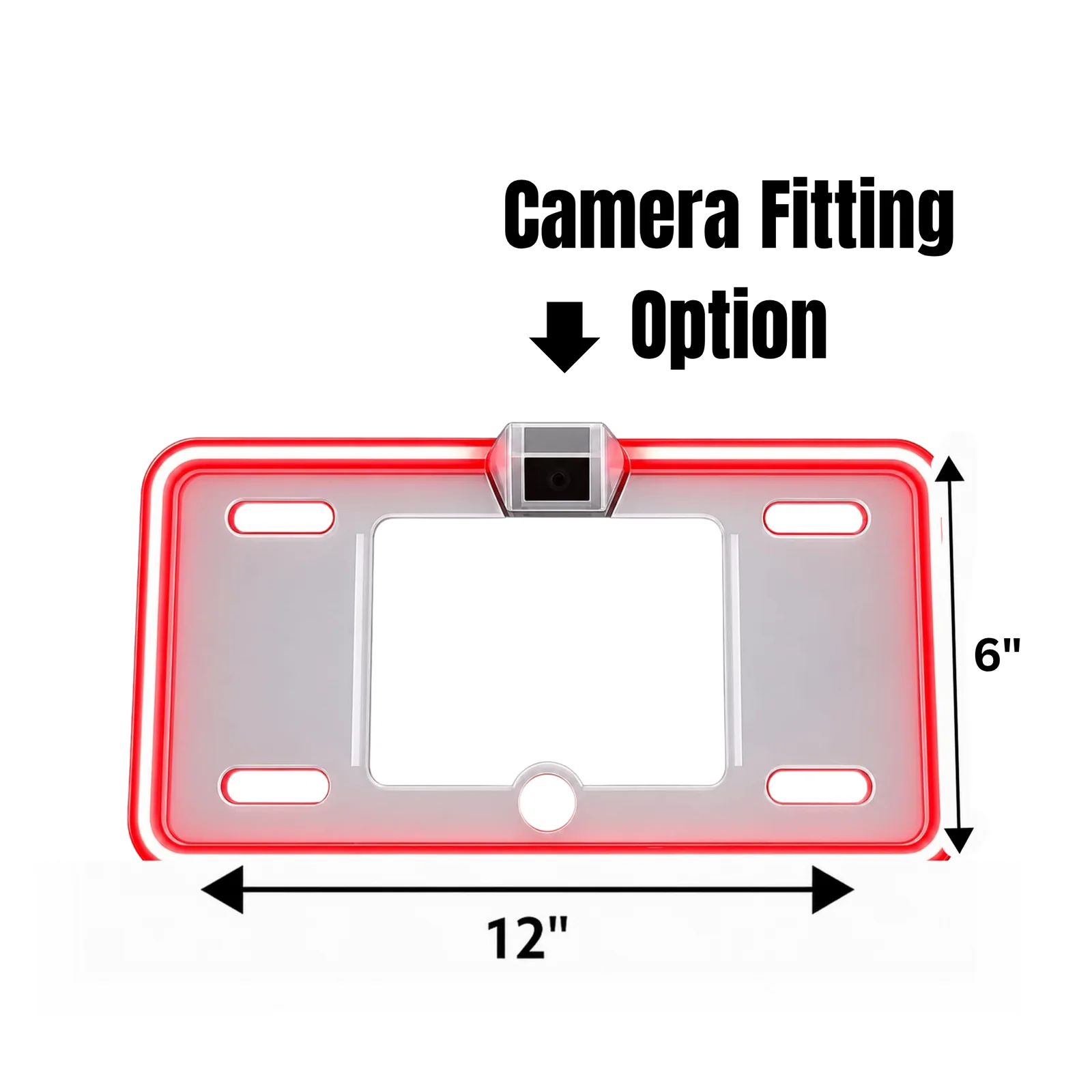 Universal Red TRP Neon LED Car Number Plate Frame with Camera Fitting Option 1pc view 2
