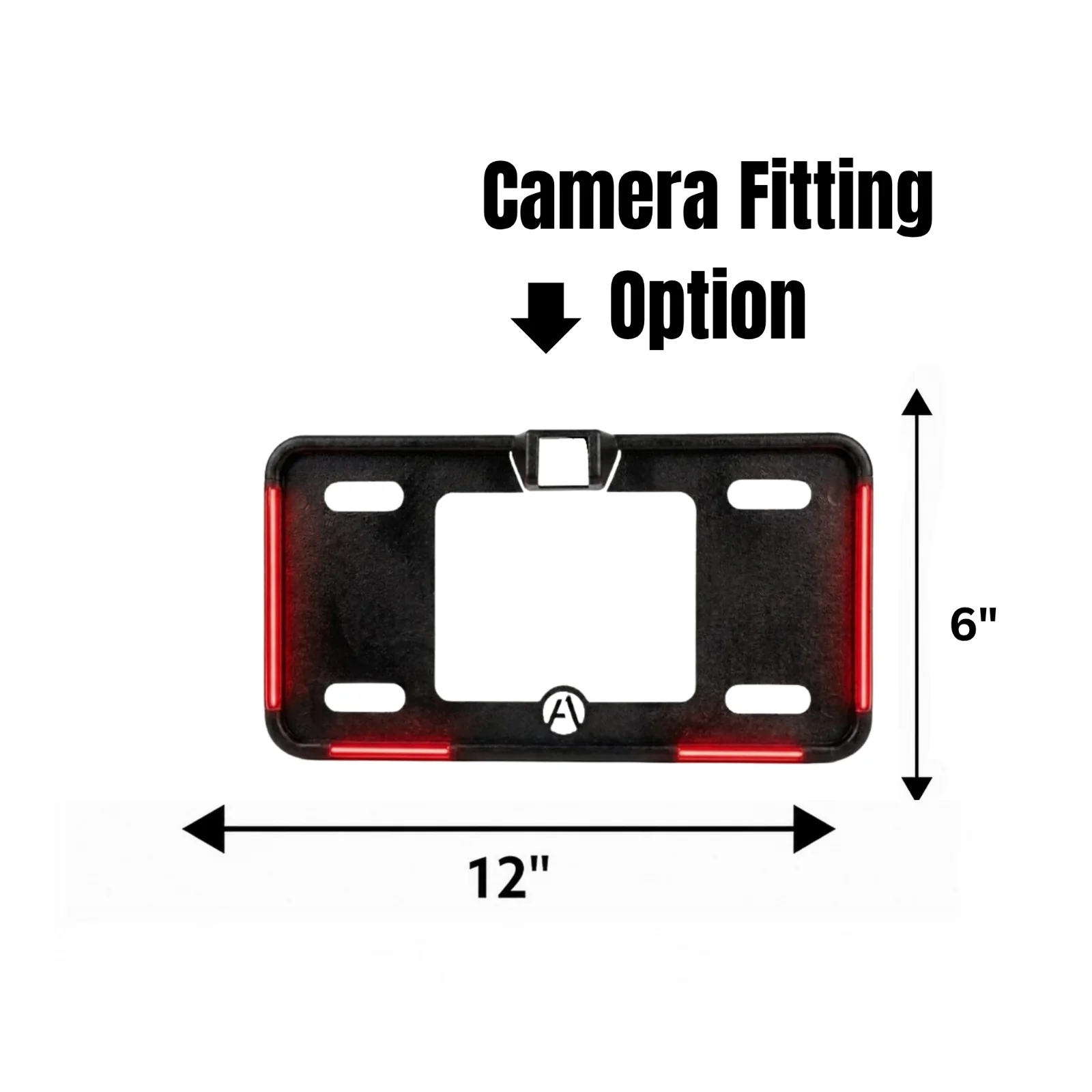 Universal Red Blk Frame Neon LED Car Number Plate Frame with Camera Fitting Option 1pc view 2