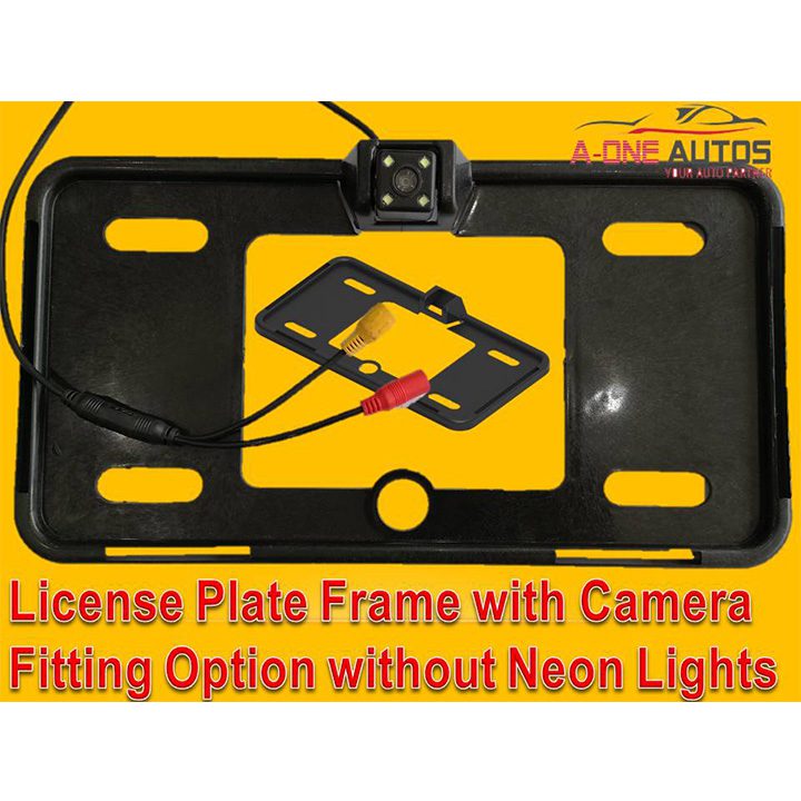 1Pc License Plate Frame with Camera Fitting Option & without Lights