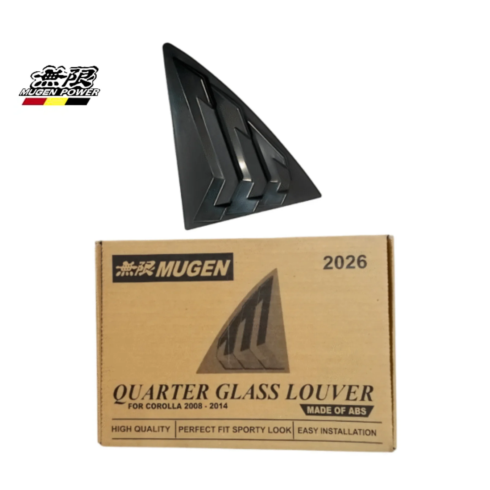 Toyota Corolla 2009-2014 Mugen Style Quarter Glass Louvers | ABS Rear Quarter Window Louvers view 2