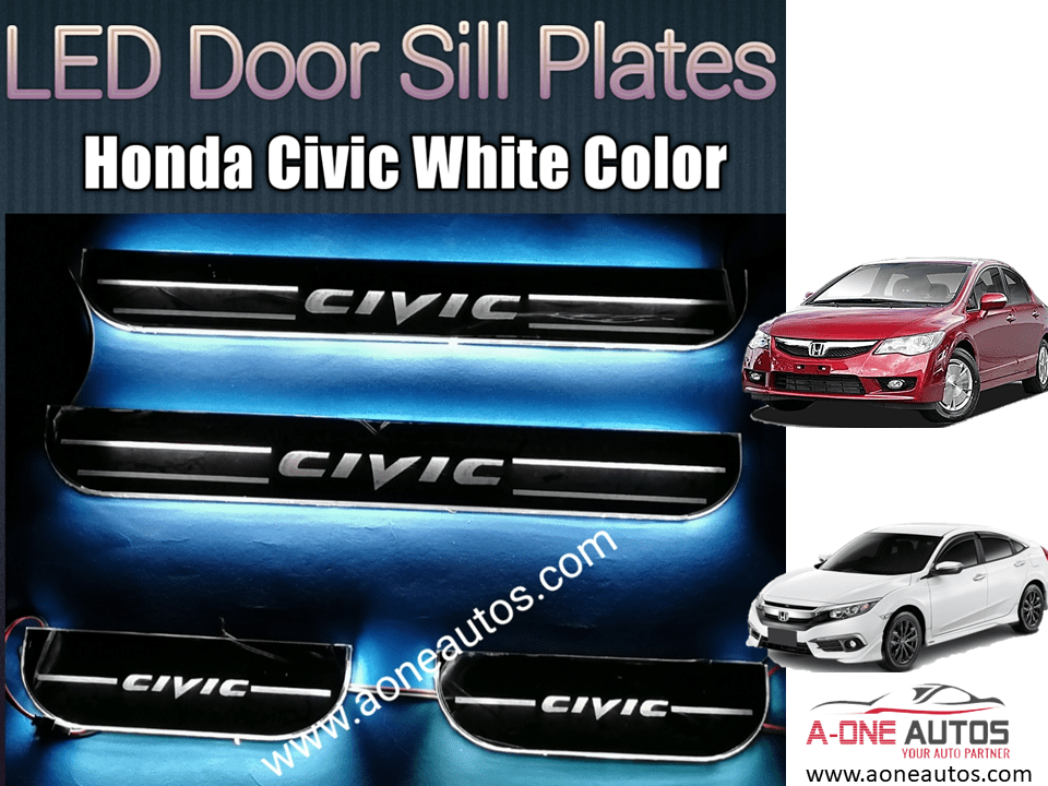 Honda Civic Acrylic Door Sill Plates in White Color view 2