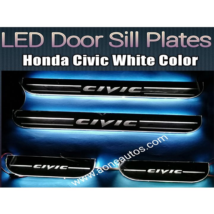 Honda Civic Acrylic Door Sill Plates in White Color