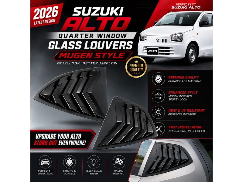 Suzuki Alto Quarter Glass Louver Mugen Design – China Import ABS Plastic (Pair)