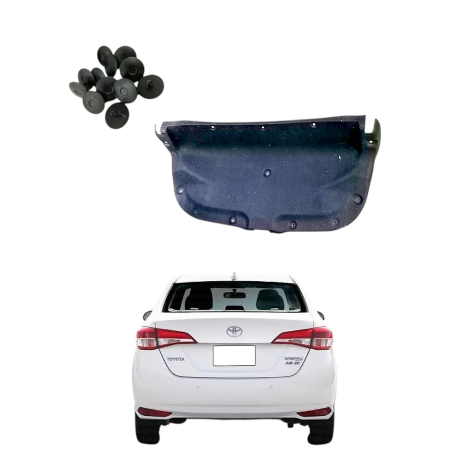 Toyota Yaris OEM Fiber Trunk Insulator (Namda) with Clips | Dust & Noise Reduction