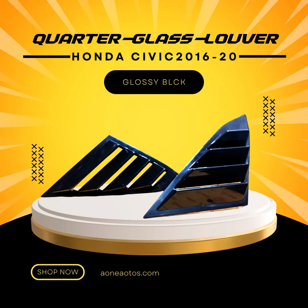 Honda Civic X 2018 Sporty Aggressive Quarter Glass Louver – Glossy Black