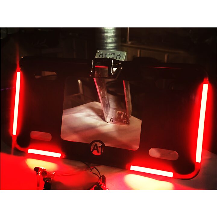 Ultra Slim Round Shape Car LED Number Plate Frame (Black with Red Neon Light) view 4
