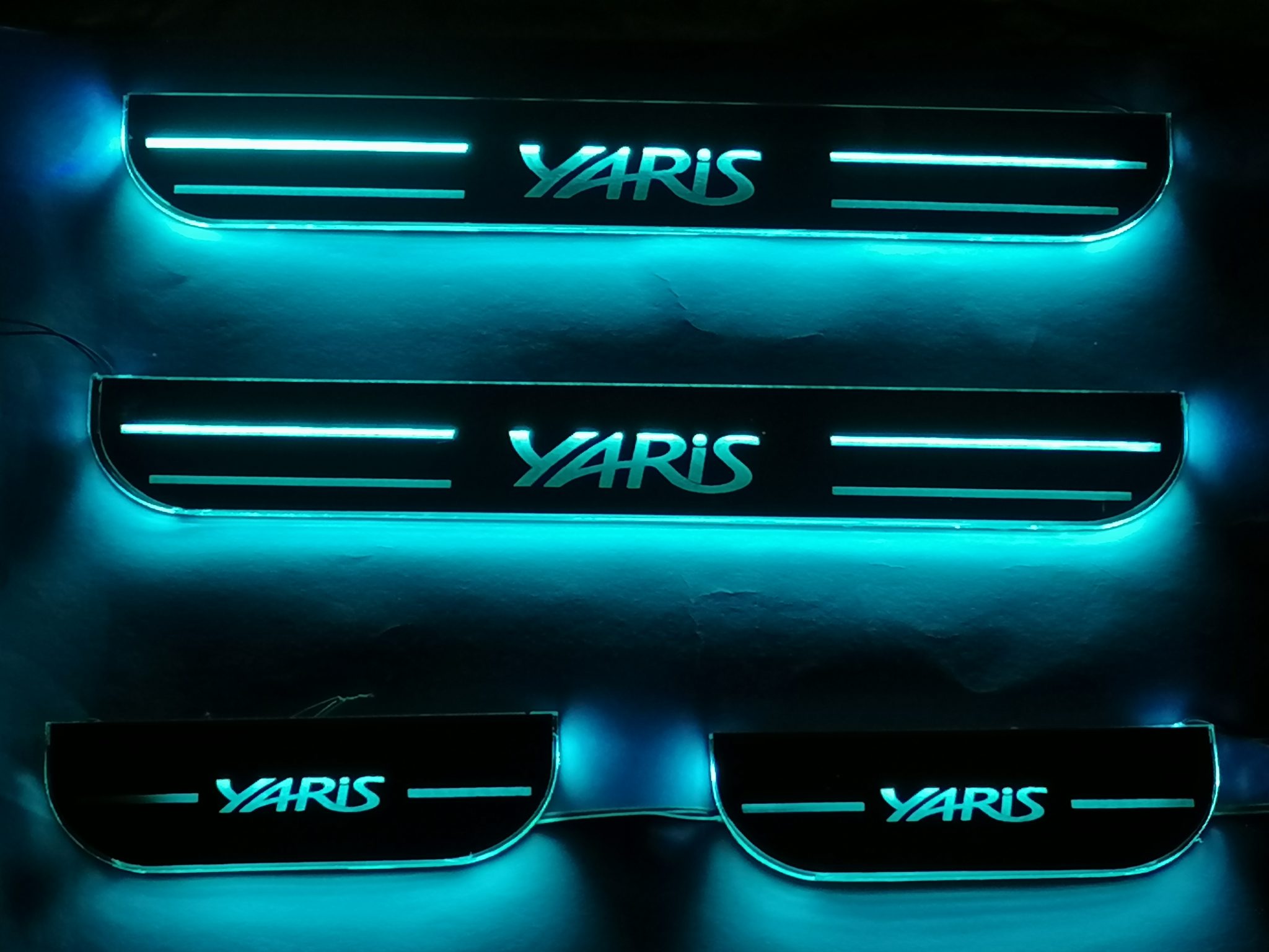 Toyota Yaris LED Door Sill Plate ICE Blue Color view 4
