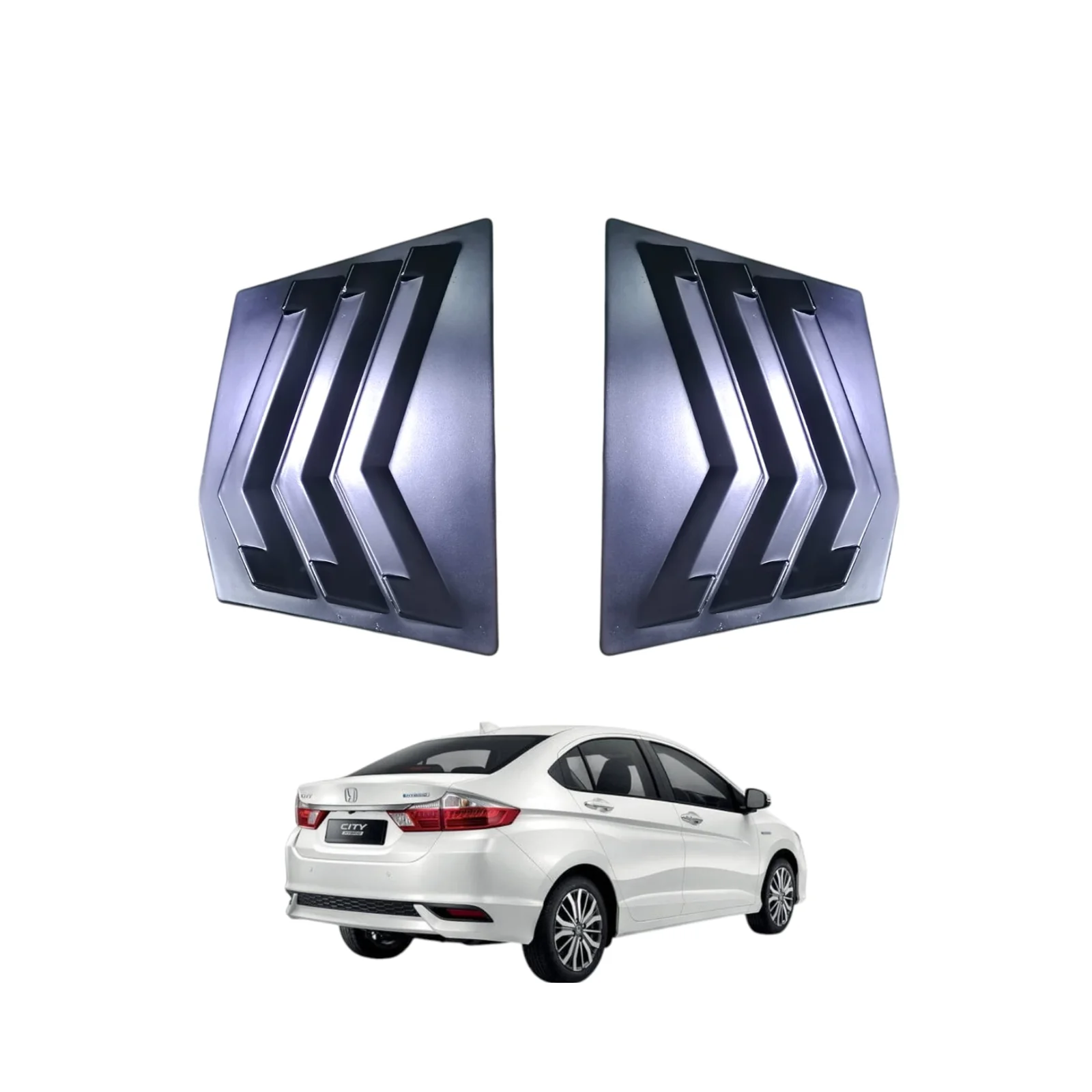 Honda City 2022-2026 ( Mat Black ) Mugen Style Quarter Glass Louvers | ABS Rear Quarter Window Louvers