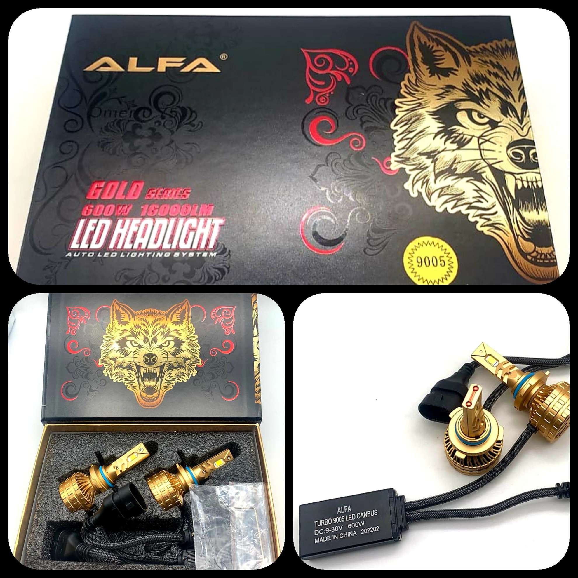 Alfa Gold Series 600watts Car LED for Head Lights 9005/9006 & H4