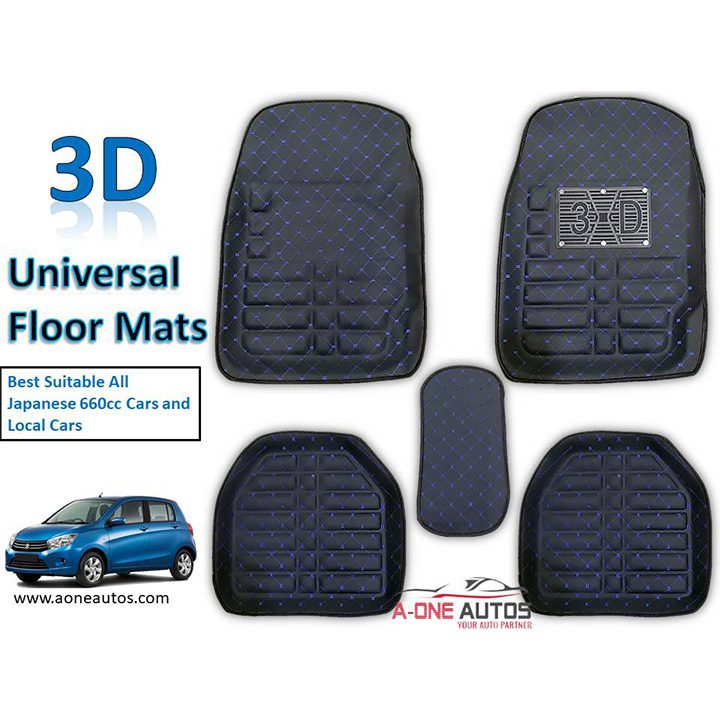 Car Universal Floor Mat Set 5pcs with Blue Designing