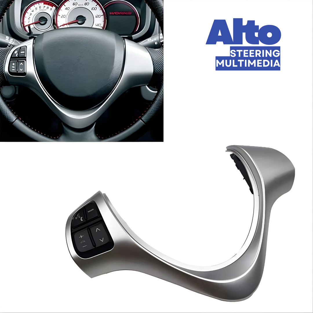 Suzuki Alto Multimedia Steering Control Buttons with Spiral Cable – Silver Color | OEM Fit & Plug & Play