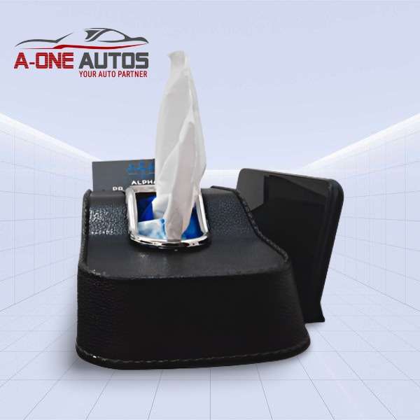 Tissue Box Car Dashboard 3in1 Smart Featured Tissue Box in ABS – Black view 3