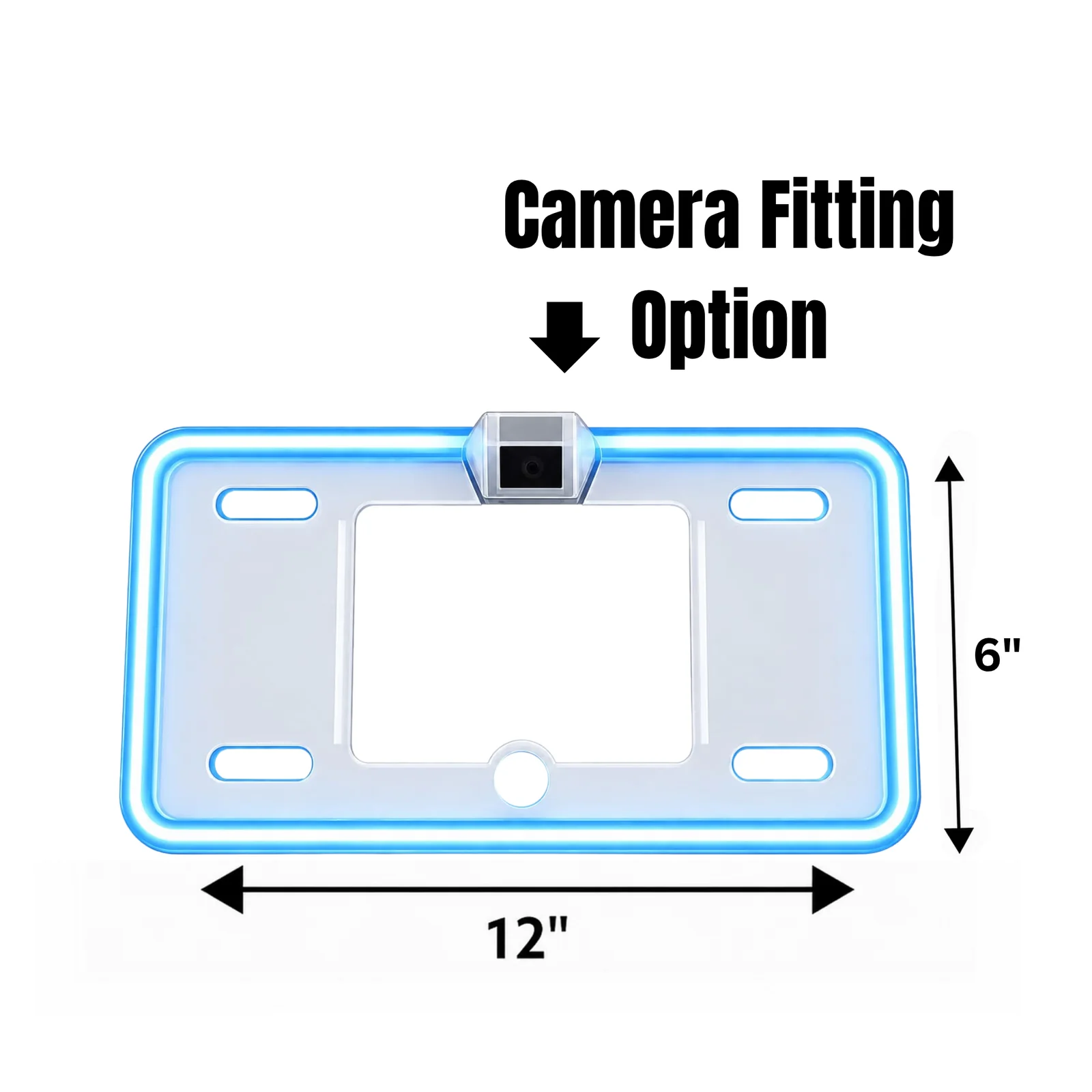 Universal Ice Blue TRP Neon LED Car Number Plate Frame with Camera Fitting Option 1pc view 2