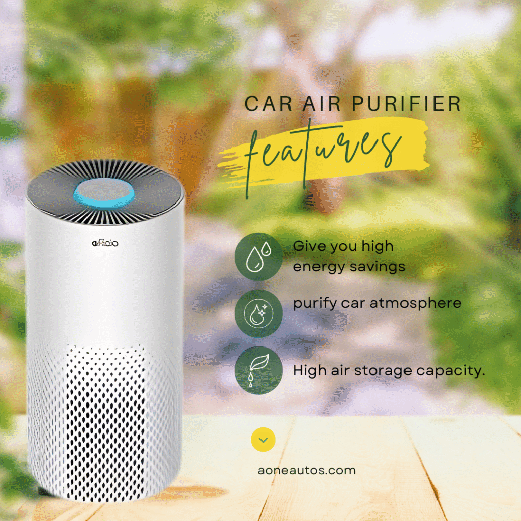 Car Air Purifier with HEPA Filter – Compact Cup Holder Design