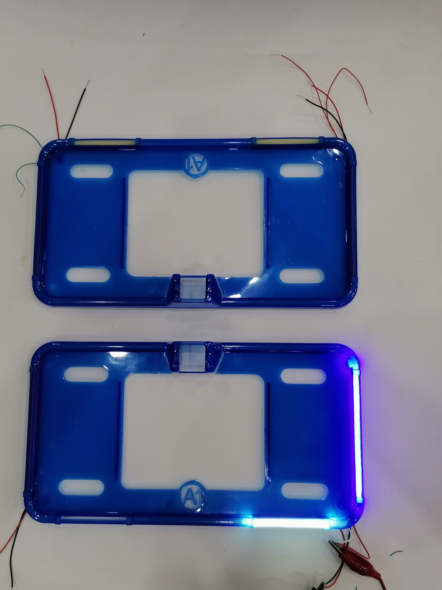 2Pcs Car Number Plate Frame With Neon Lights & Camera Fitting